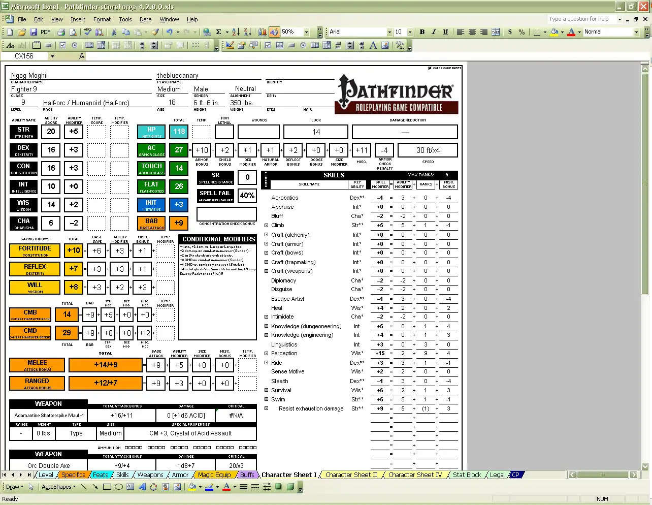 Download web tool or web app sCoreForge Pathfinder Character Creator to run in Windows online over Linux online