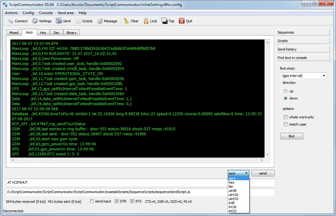 Download web tool or web app ScriptCommunicator / serial terminal