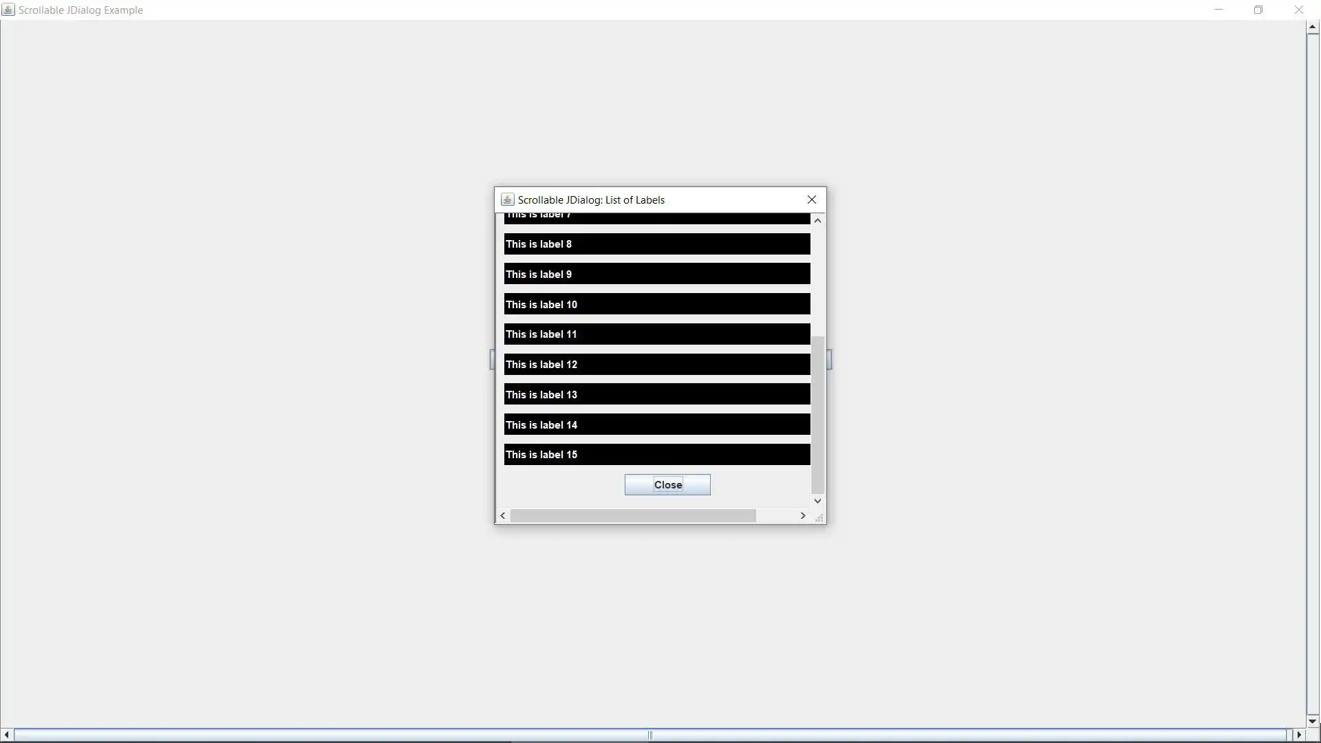 Download web tool or web app Scrollable JDialog Example