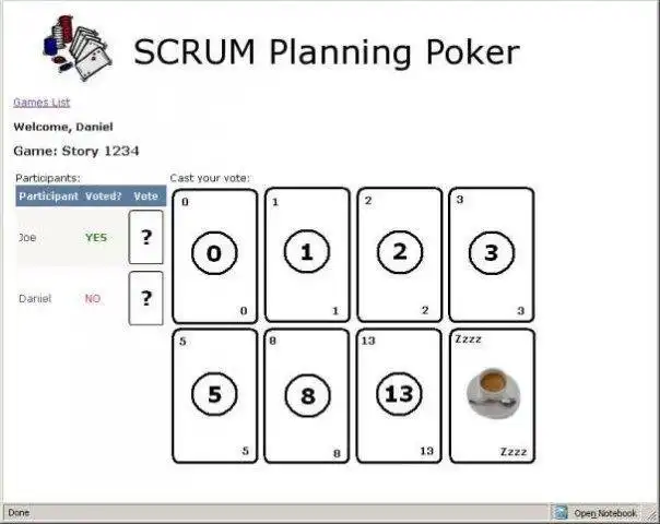 Download web tool or web app SCRUM Planning Poker