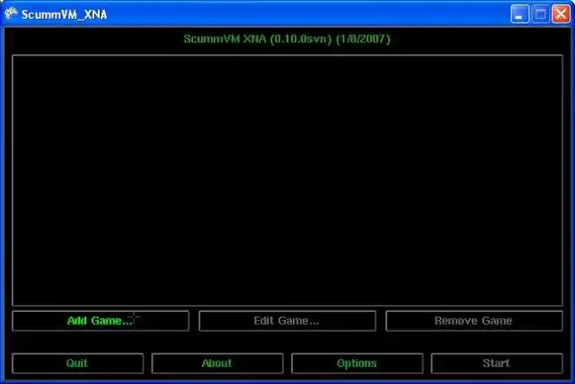 Pobierz narzędzie internetowe lub aplikację internetową ScummVM-XNA, aby działać w systemie Windows online za pośrednictwem systemu Linux online