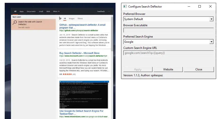 Download web tool or web app Search Deflector