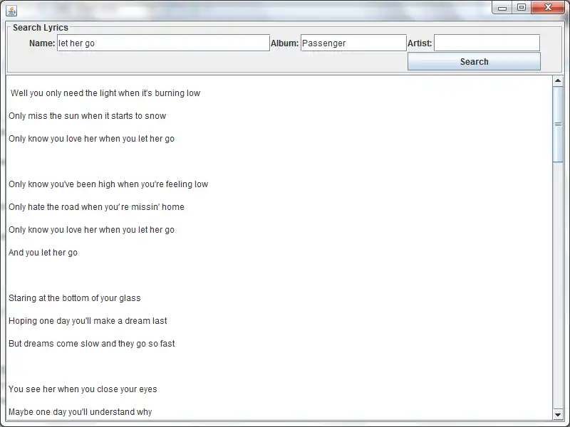 Download web tool or web app SearchLyrics