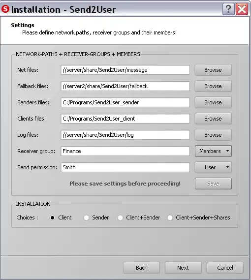 Download webtool of webapp Send2User