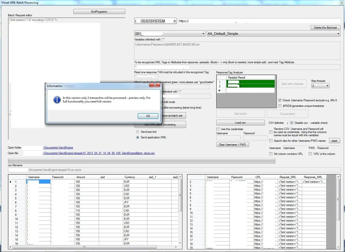 Download web tool or web app SendEngine XML