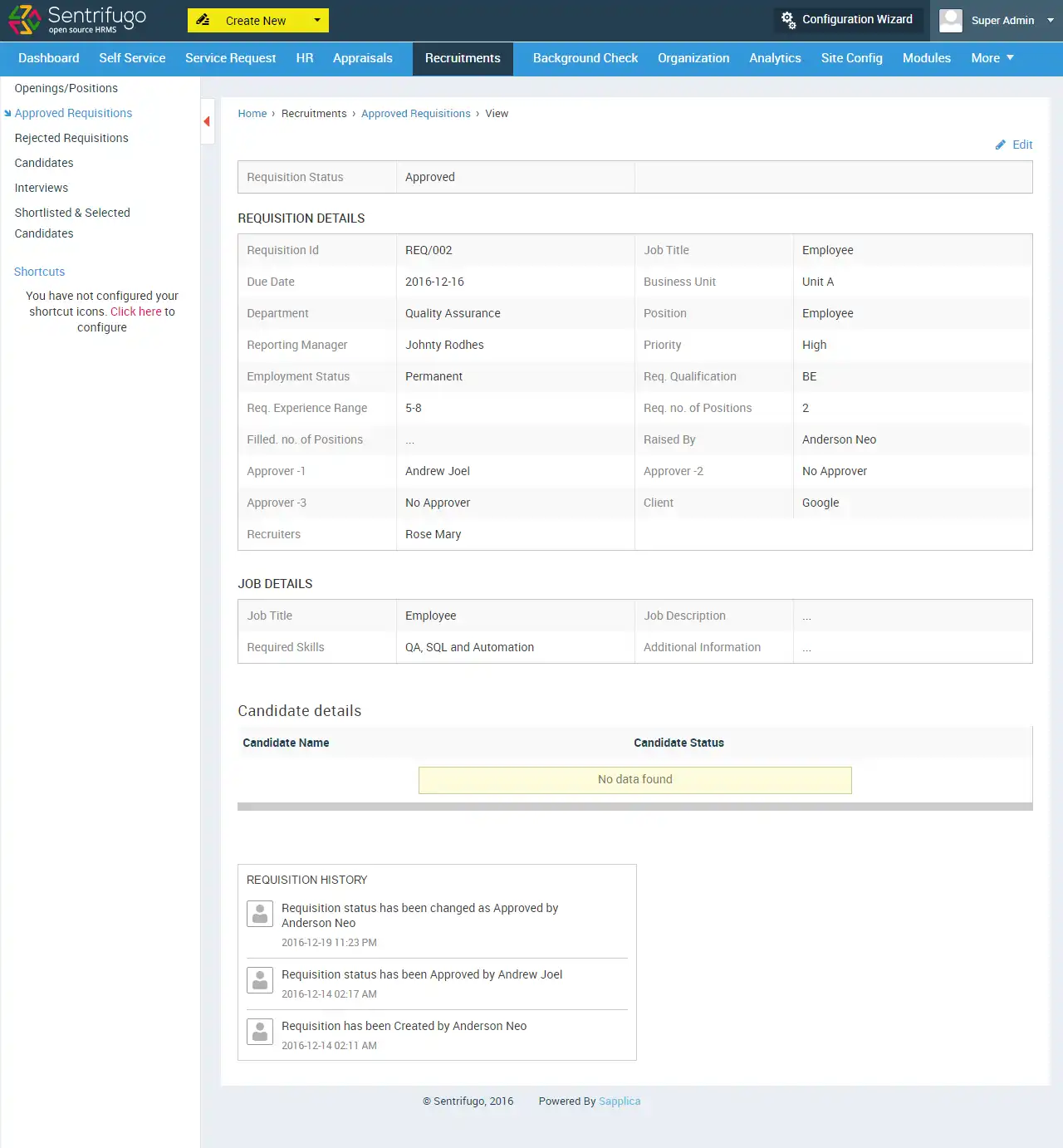 Download web tool or web app Sentrifugo Open source HRMS