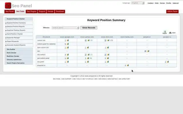 Download web tool or web app SEO Panel - A control panel for SEO