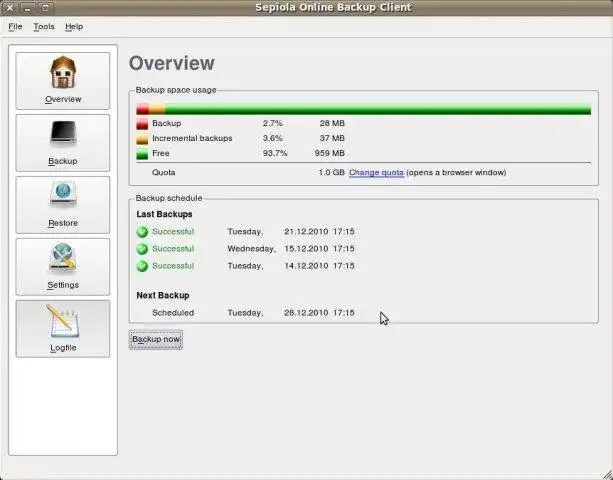 Download web tool or web app Sepiola - Online Backup Client