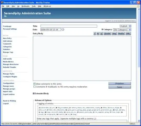 Télécharger l'outil Web ou l'application Web Serendipity PHP Weblog System