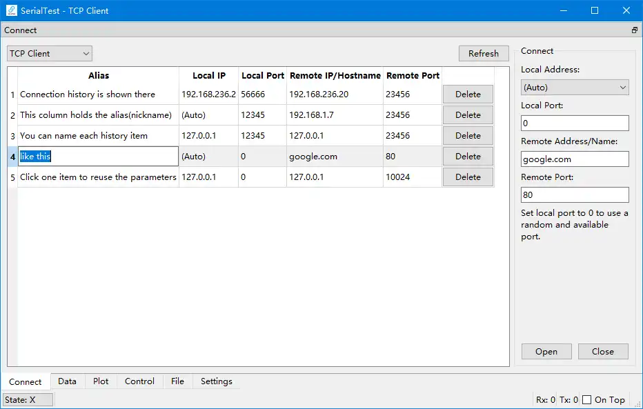 Download web tool or web app SerialTest