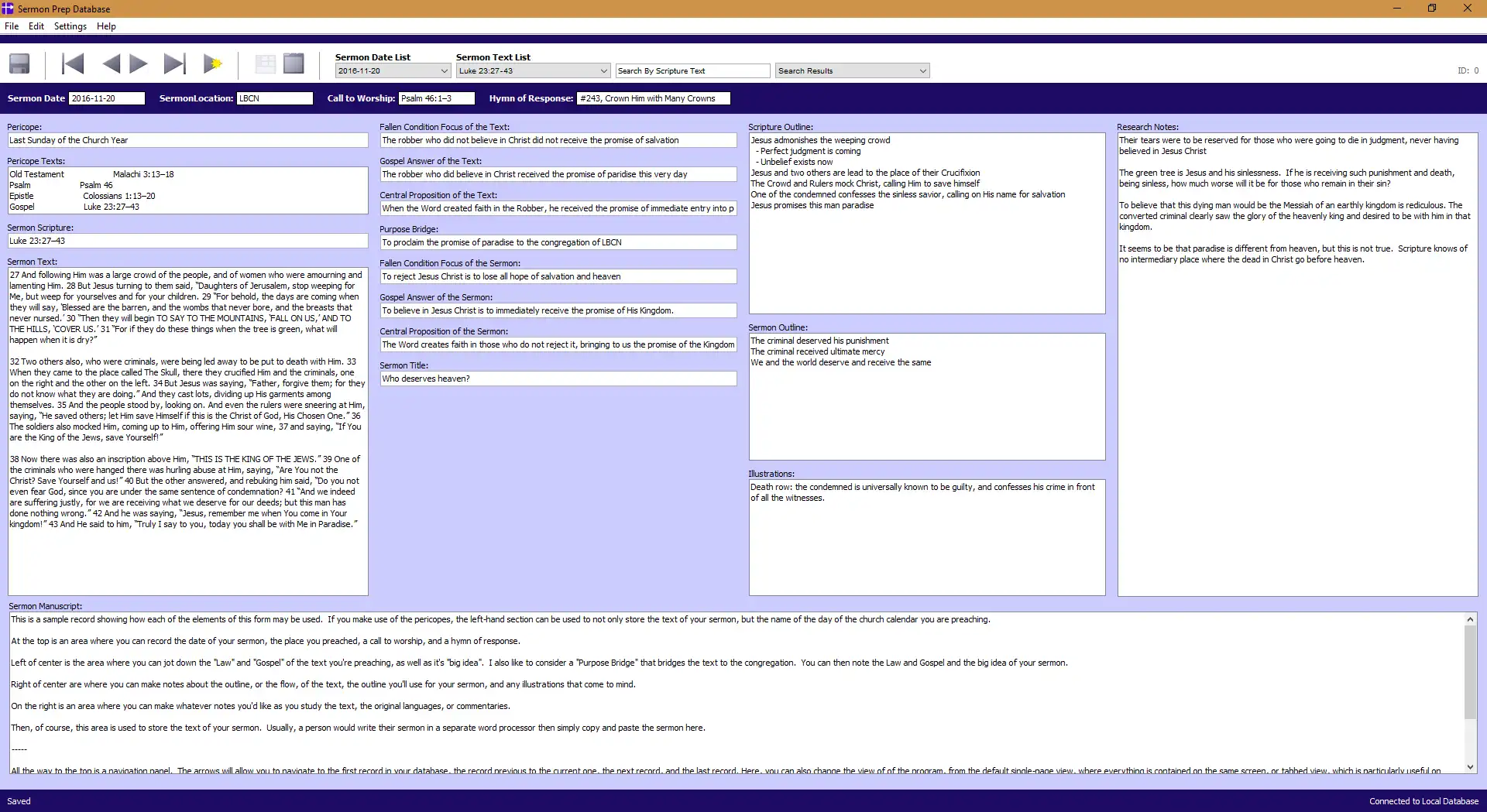 Scarica lo strumento web o l'app web Sermon Prep Database