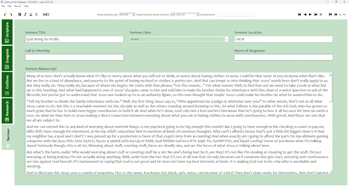 Laden Sie das Web-Tool oder die Web-App Sermon Prep Database herunter