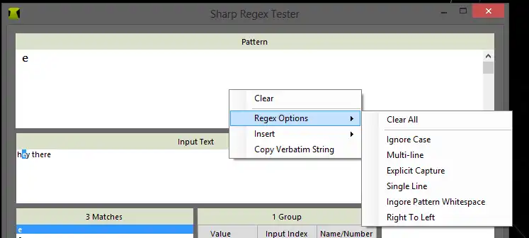 Scarica lo strumento web o l'app web Sharp Regex Tester