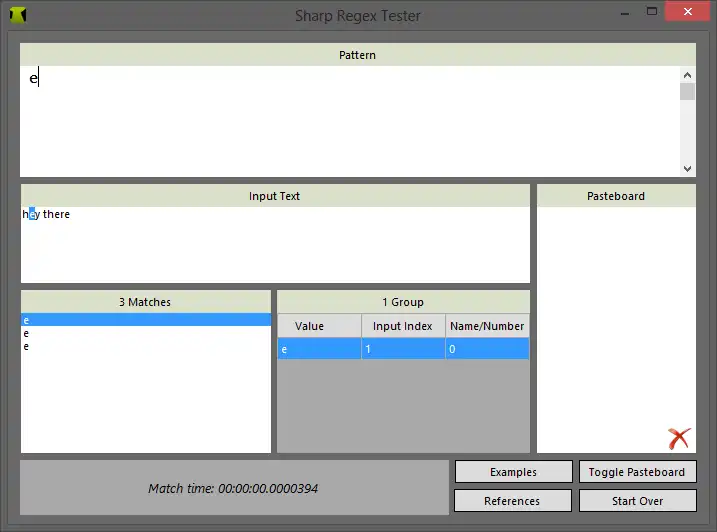 Scarica lo strumento web o l'app web Sharp Regex Tester