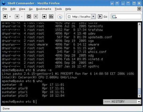 Загрузите веб-инструмент или веб-приложение Shell Commander