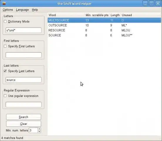 Download de webtool of webapp Shift Word Helper om online onder Linux te draaien