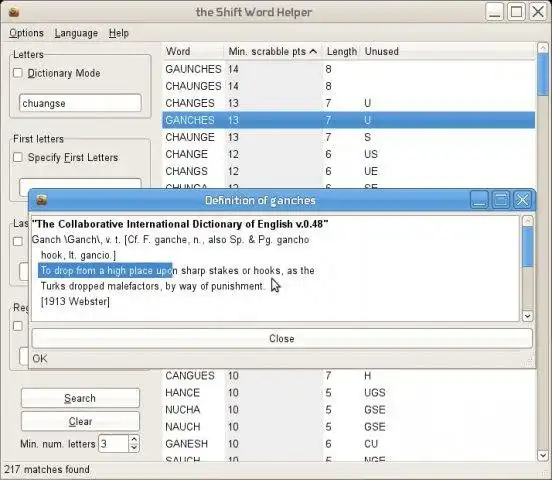 Download de webtool of webapp Shift Word Helper om online onder Linux te draaien