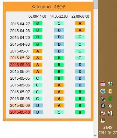 دانلود ابزار وب یا برنامه وب Shift Work Calendar