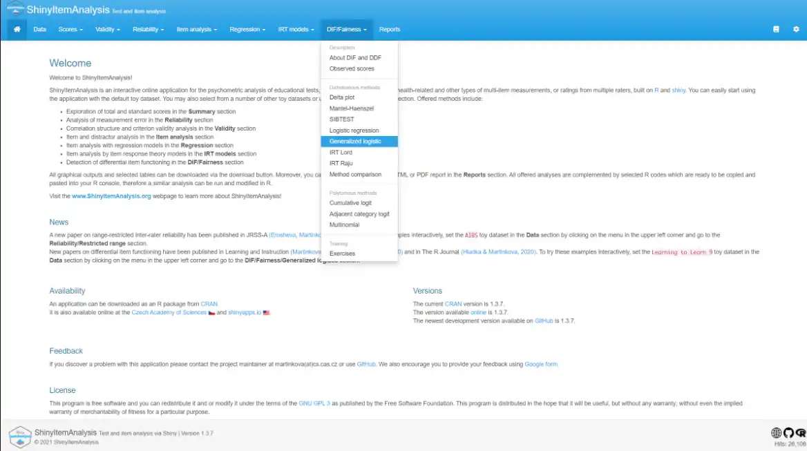 Laden Sie das Web-Tool oder die Web-App ShinyItemAnalysis herunter