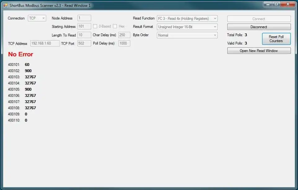 Download web tool or web app ShortBus Modbus Scanner