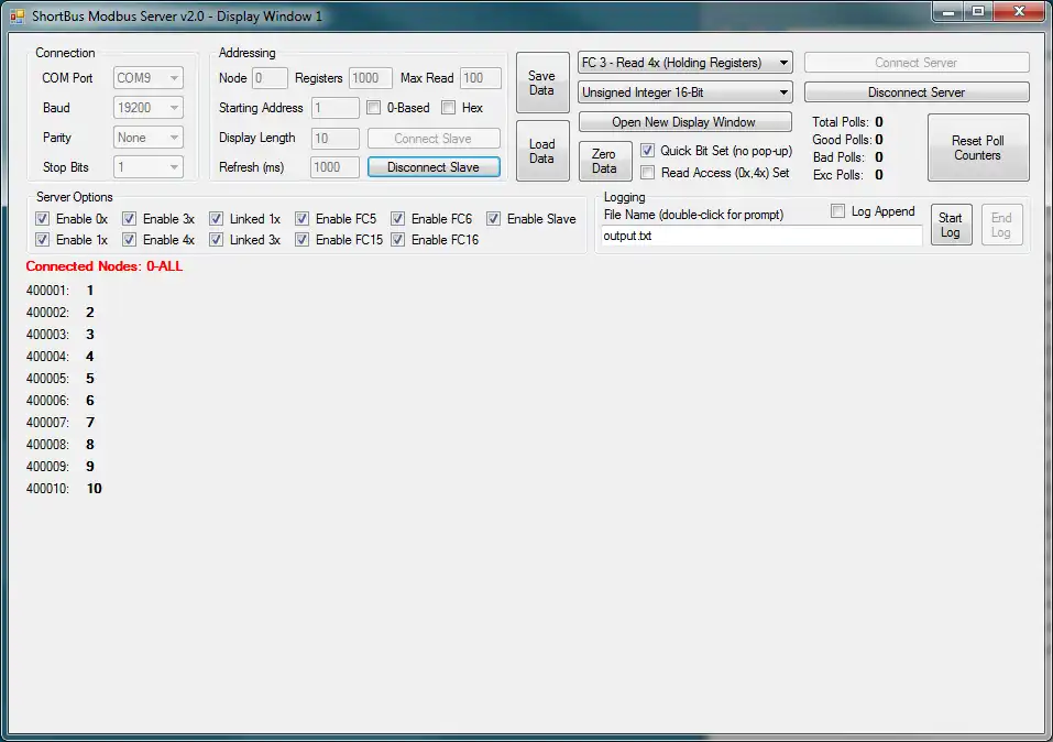 Download web tool or web app Shortbus Modbus Server