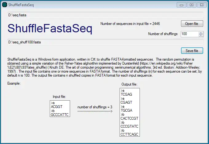 Unduh alat web atau aplikasi web ShuffleFastaSeq