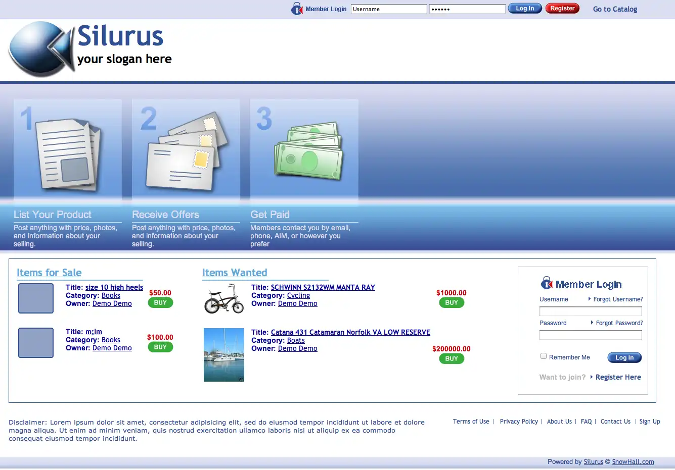 Download web tool or web app Silurus Classifieds Script