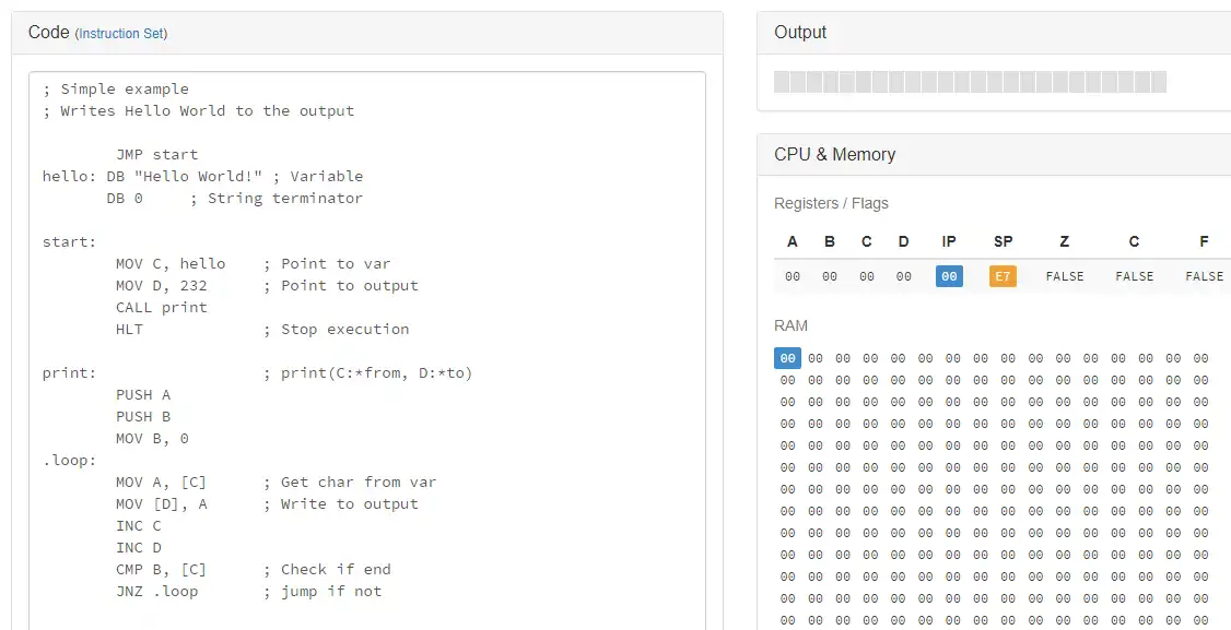 Download webtool of webapp Eenvoudige 8-bit Assembler Simulator