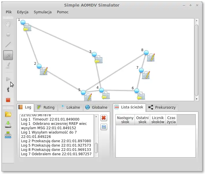 Download web tool or web app Simple AOMDV Protocol Simulator