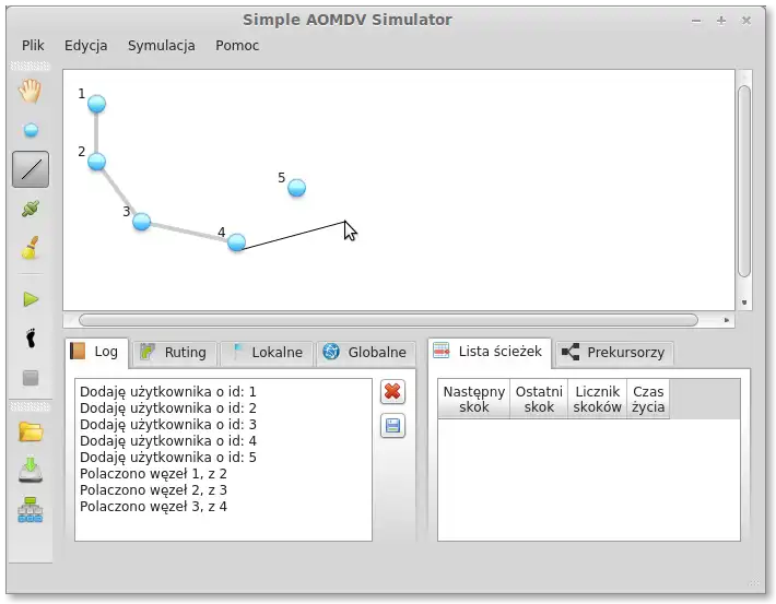 웹 도구 또는 웹 앱 Simple AOMDV 프로토콜 시뮬레이터를 다운로드하여 Linux 온라인에서 실행