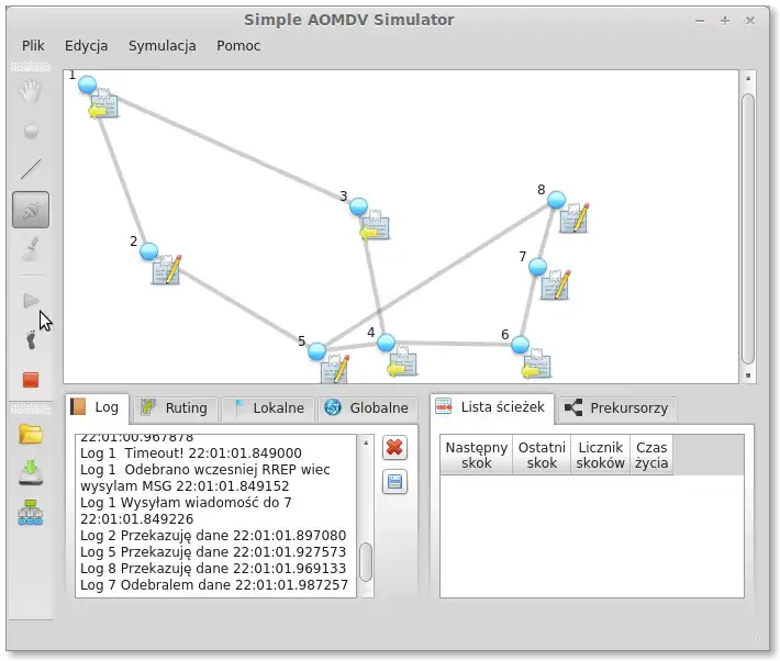 Descargue la herramienta web o la aplicación web Simulador de protocolo AOMDV simple para ejecutar en Linux en línea