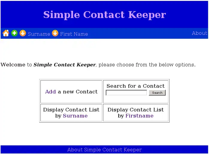 Download web tool or web app Simple Contact Keeper