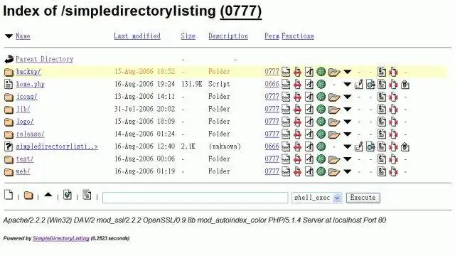 Faça download da ferramenta da web ou do aplicativo da web Lista de diretórios simples