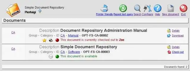 Scarica lo strumento web o l'app web Simple Document Repository