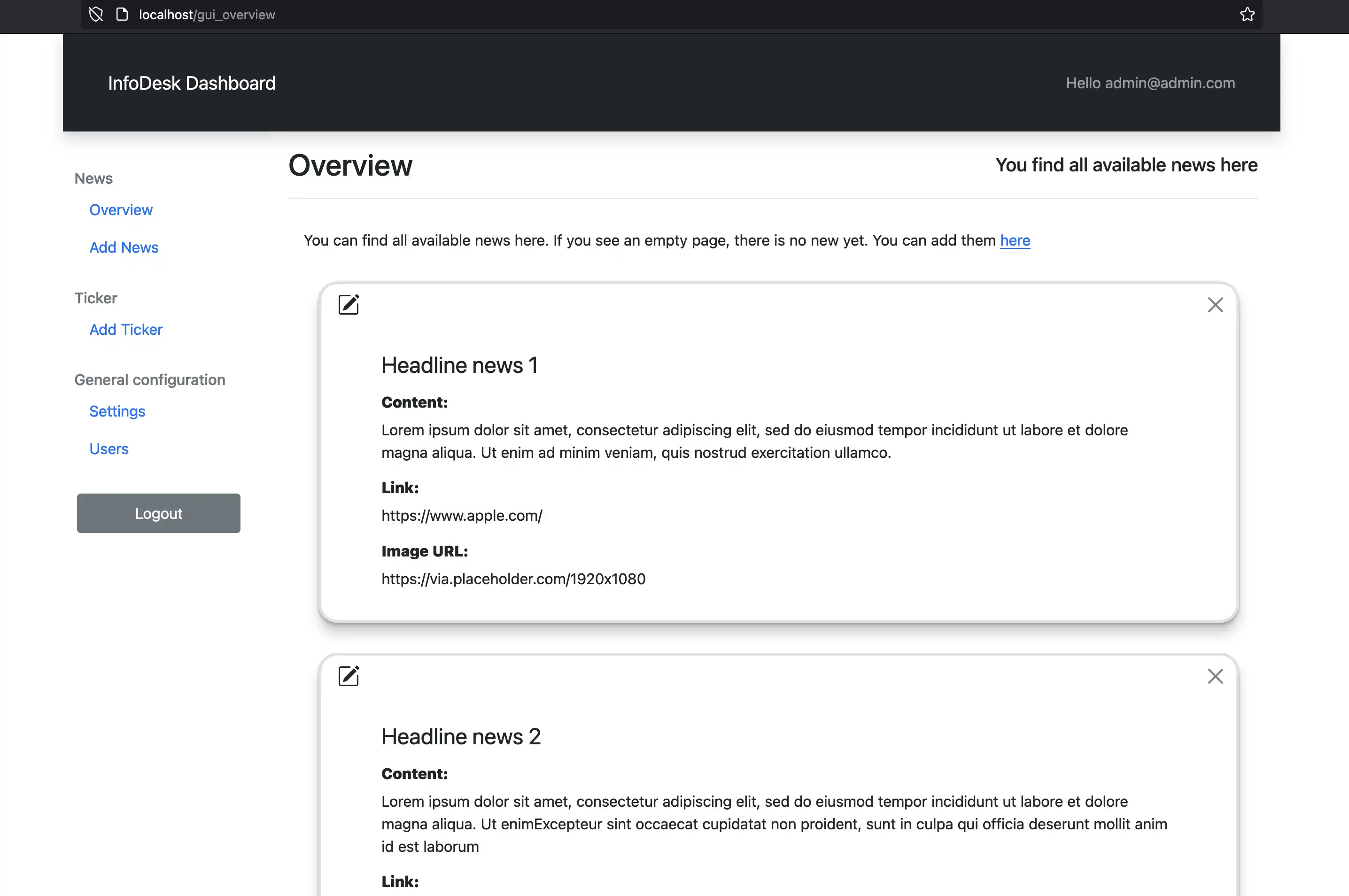 Unduh alat web atau aplikasi web Infopanel Sederhana