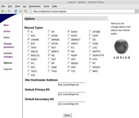 Descargue la herramienta web o la aplicación web Simple Management for BIND