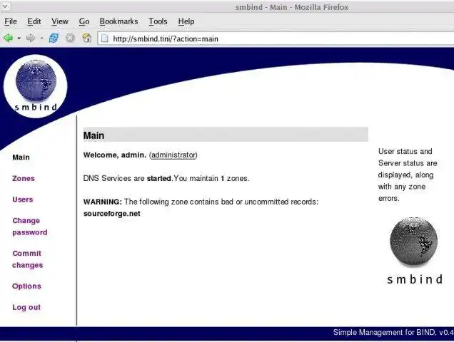 دانلود ابزار وب یا برنامه وب Simple Management برای BIND
