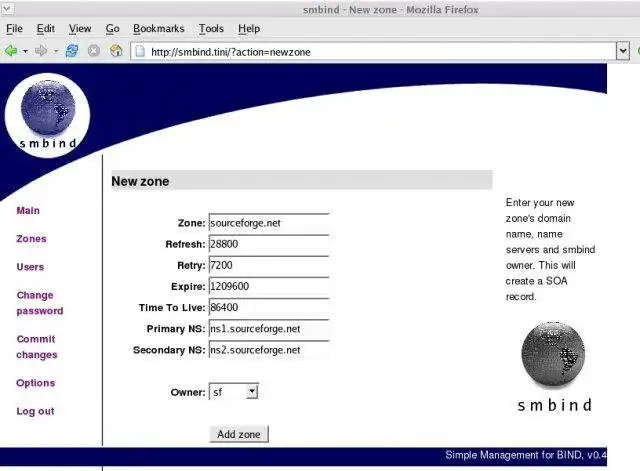 Mag-download ng web tool o web app Simple Management para sa BIND