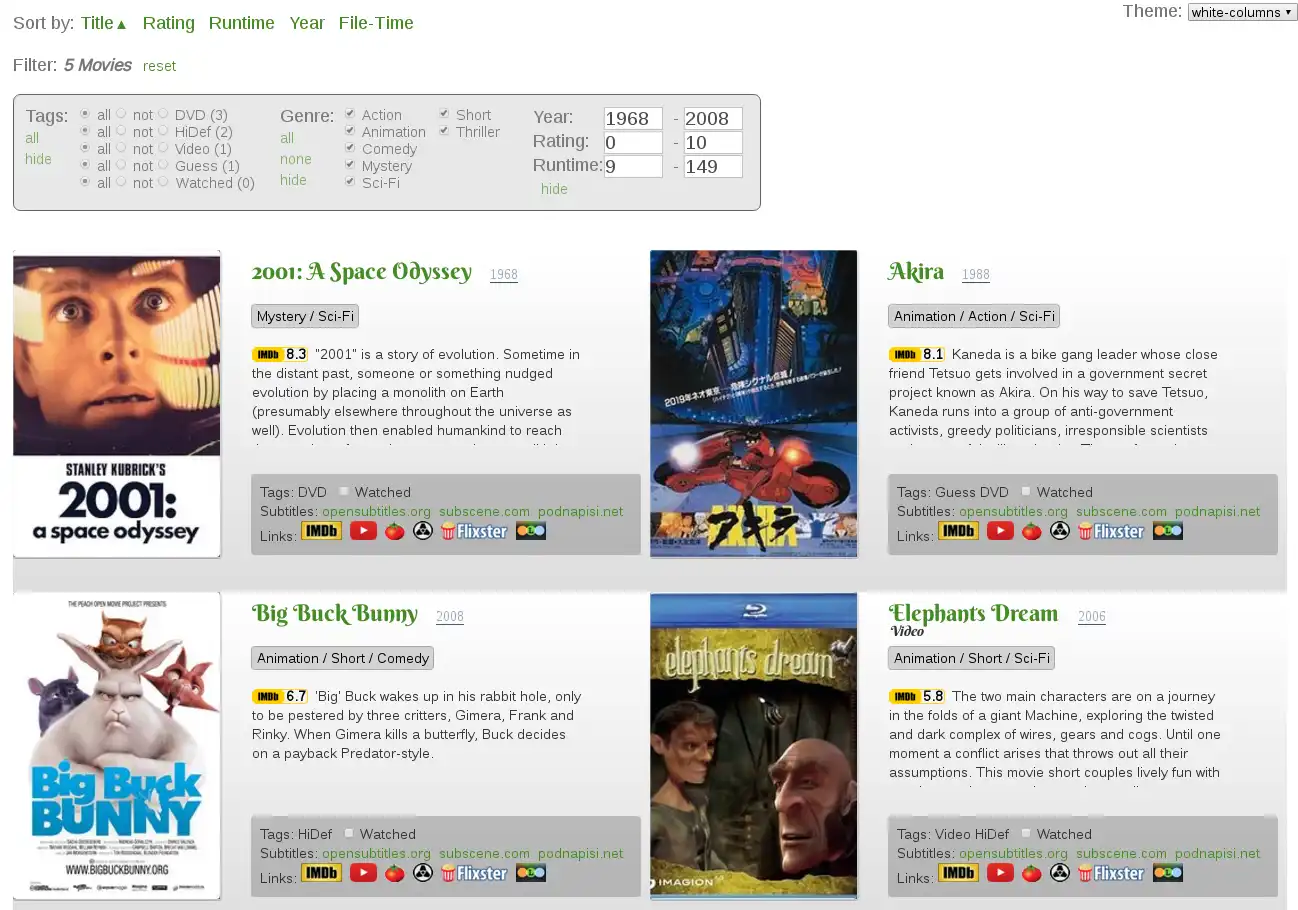 Download web tool or web app Simple Movie Catalog