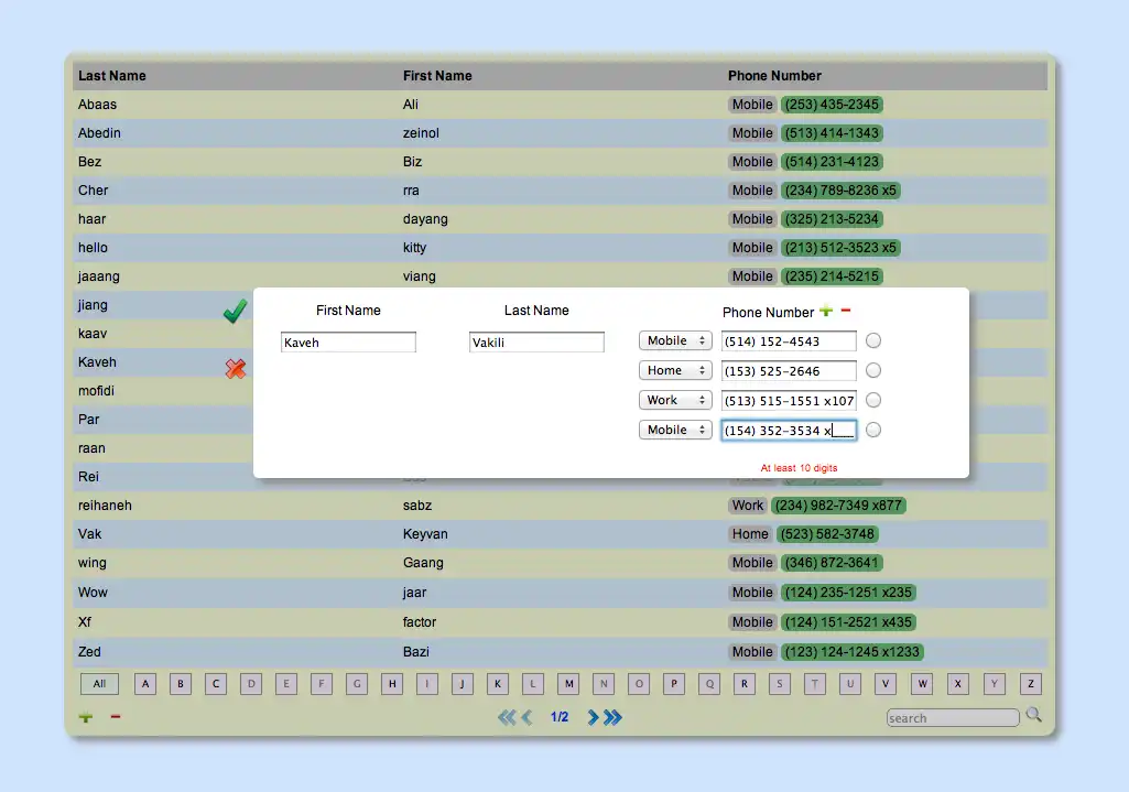 Download web tool or web app Simple Phonebook