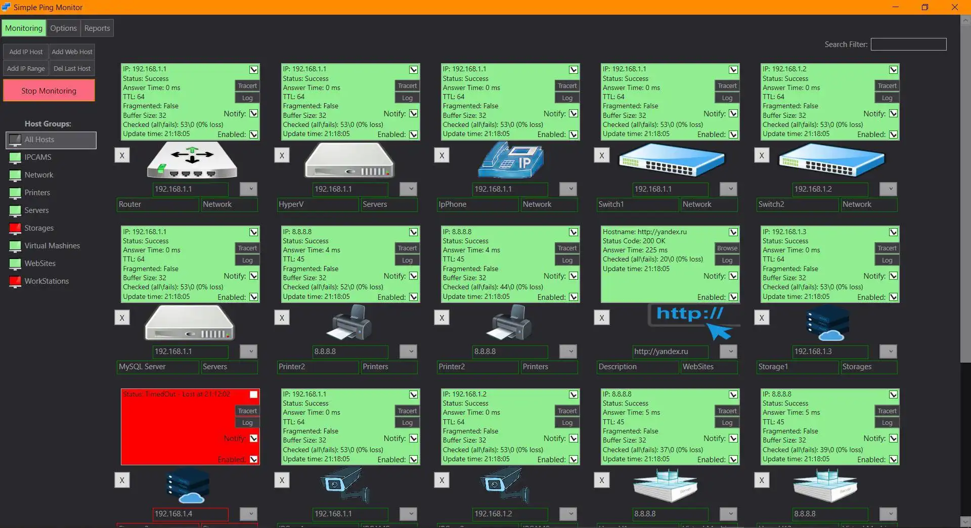 ดาวน์โหลดเครื่องมือเว็บหรือเว็บแอป Simple Ping Monitor