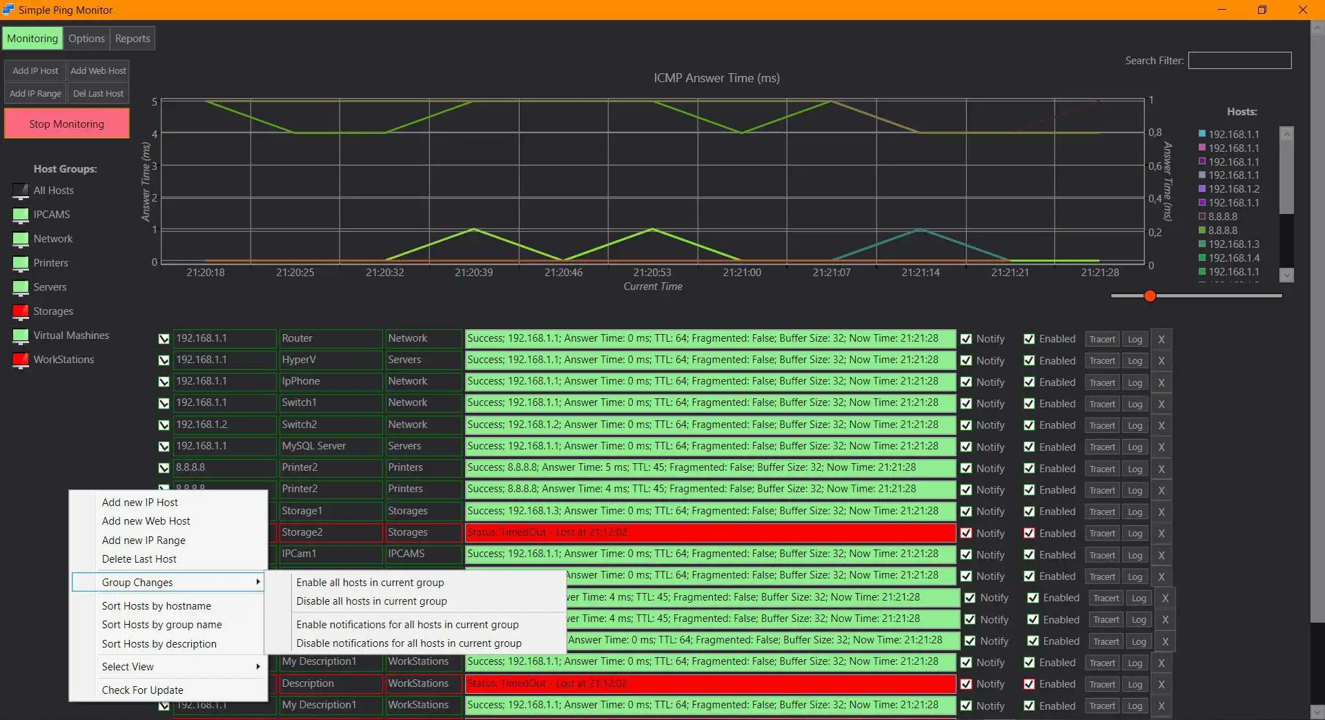 Web aracını veya web uygulamasını indirin Simple Ping Monitor