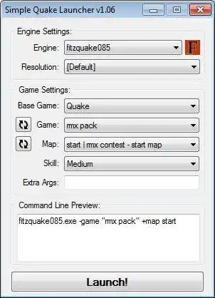 הורד את כלי האינטרנט או אפליקציית האינטרנט Simple Quake Launcher להפעלה ב-Windows באופן מקוון דרך לינוקס מקוונת
