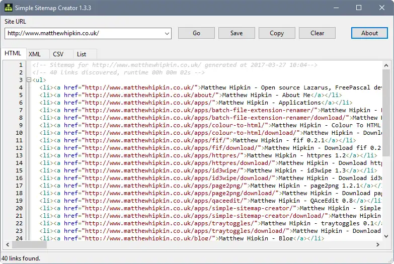 웹 도구 또는 웹 앱 다운로드 Simple Sitemap Creator