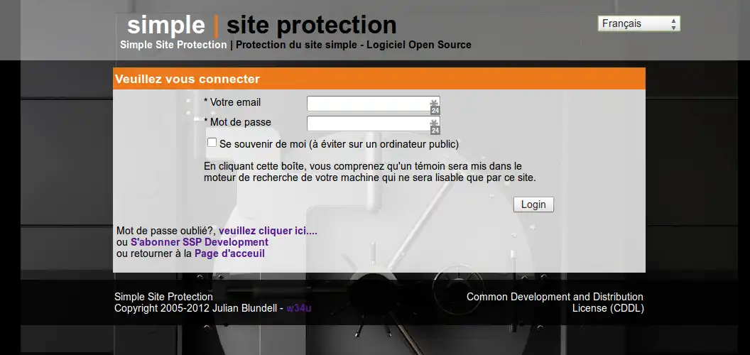 下载 Web 工具或 Web 应用程序 Simple Site Protection