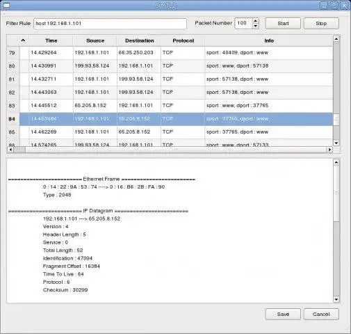 Download web tool or web app SimTL2 - Network packet analyzer