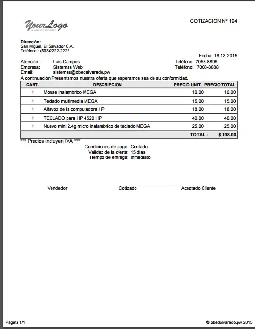 Download web tool or web app Sistema de cotizaciones