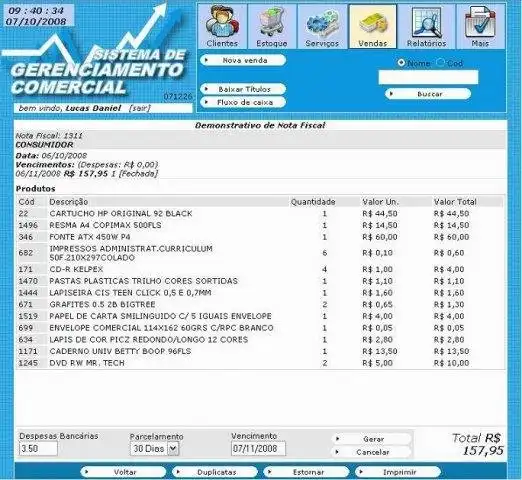 Mag-download ng web tool o web app Sistema de Gerenciamento Comercial (SGC)