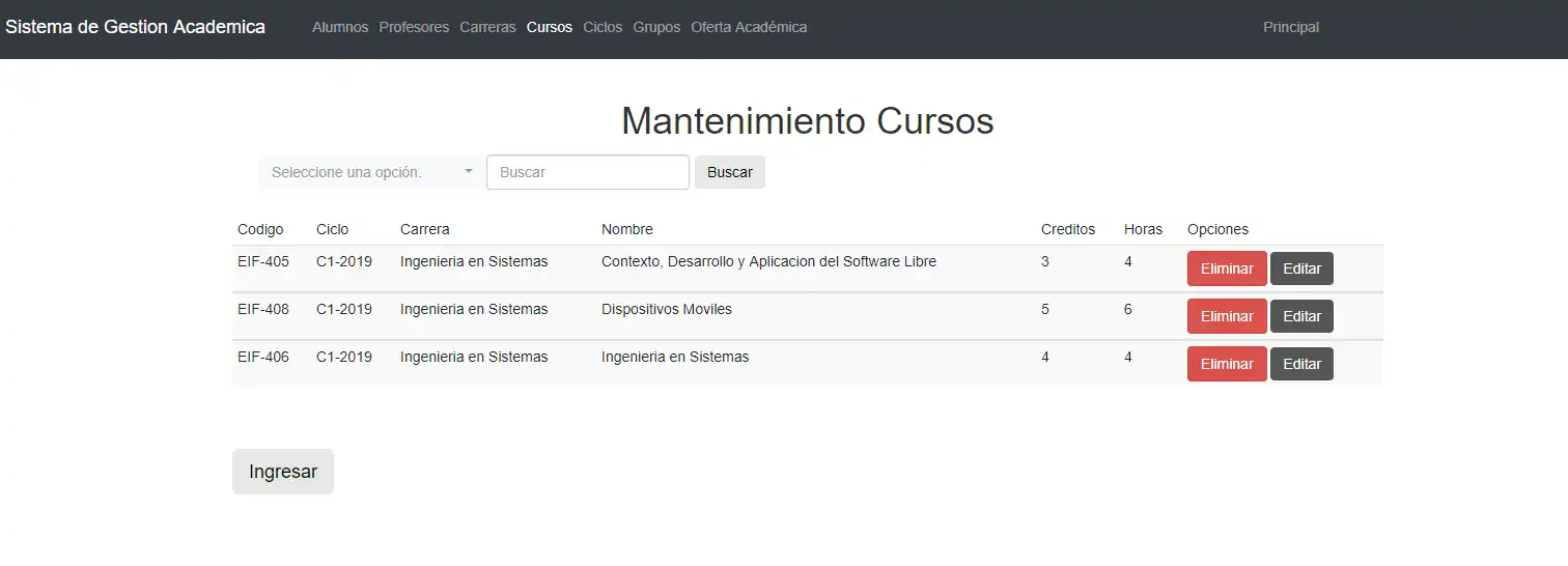 Download web tool or web app Sistema de Gestion Academica (SGA)