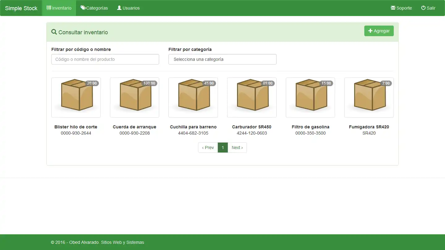 Mag-download ng web tool o web app Sistema de Inventario Simple sa PHP